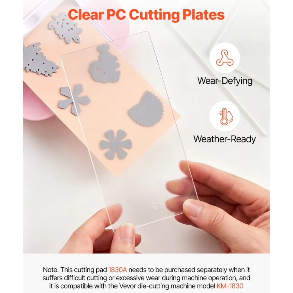 VEVOR Cutting Plates, 6 Pcs, 6.69 x 3.15 x 0.1 in, Clear Polycarbonate Material, Die Cut Pads Compatible with VEVOR Die Cutting and Embossing Machine KM-1830, for Scrapbooking and Card Making