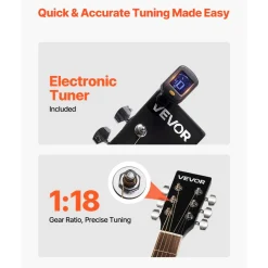 VEVOR Cutway Acoustic Guitar, 41 in, 6-String Black Solid Spruce Top Guitar, Beginner Bundle with Gig Bag, Tuner, Strap, Strings, Picks, Capo, Rosewood Fingerboard, for Adult Fingerstyle Solo Jazz