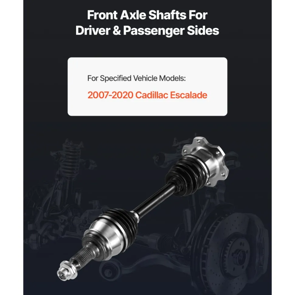 VEVOR CV Axle Shaft Assembly, Front Left or Right Side (Driver or Passenger Side), Automotive Replacement CV Joint Axle Shaft Compatible with 2007-2020 Cadillac Escalade, Alloy Steel & Carbon Steel