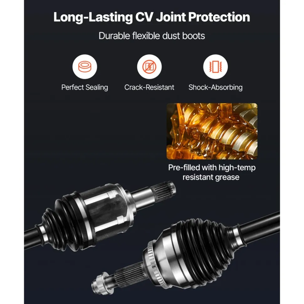 VEVOR CV Axle Shaft Assembly, 2 Pieces Front Left & Right (Driver and Passenger Side), Automotive Replacement CV Joint Axles Pair Compatible with 2004-2010 Toyota Sienna, Alloy Steel & Carbon Steel