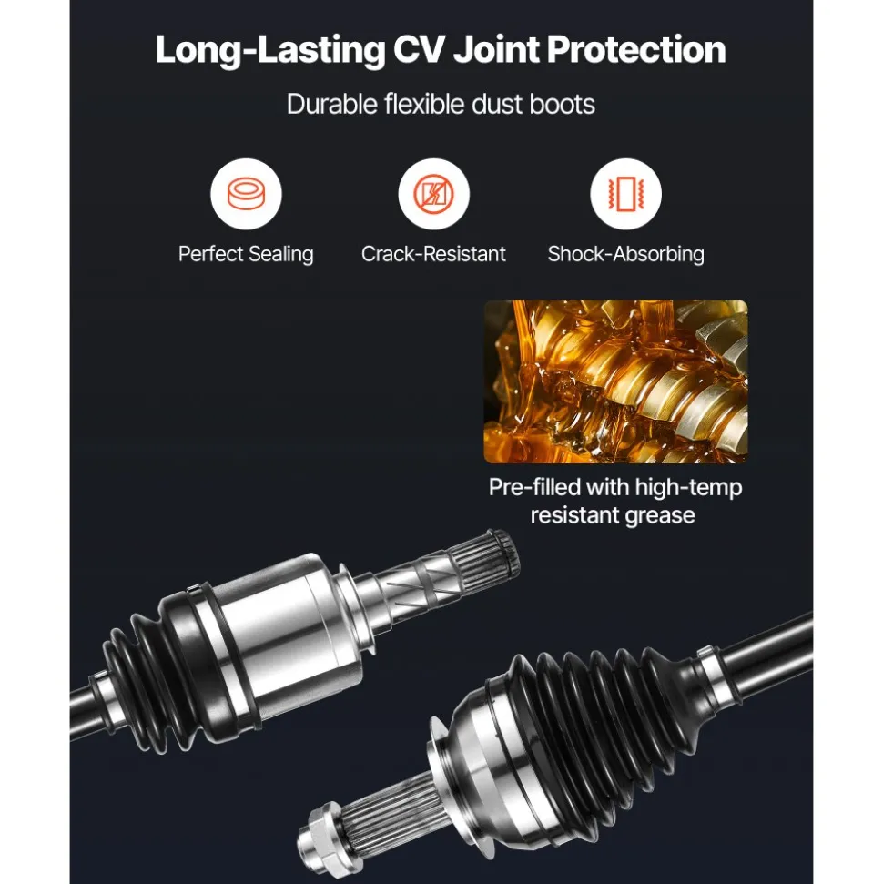 VEVOR CV Axle Shaft Assembly, 2 Pieces Front Left & Right (Driver and Passenger Side), Automotive Replacement Joint Axles Pair Compatible with 2009-2017 Chevrolet Traverse, Alloy Steel & Carbon Steel