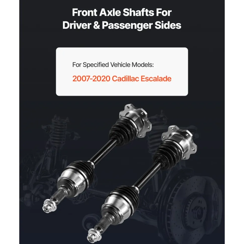 VEVOR CV Axle Shaft Assembly, 2 Pieces Front Left & Right (Driver and Passenger Side), Automotive Replacement CV Axles Pair Compatible with 2007-2020 Cadillac Escalade, Alloy Steel & Carbon Steel