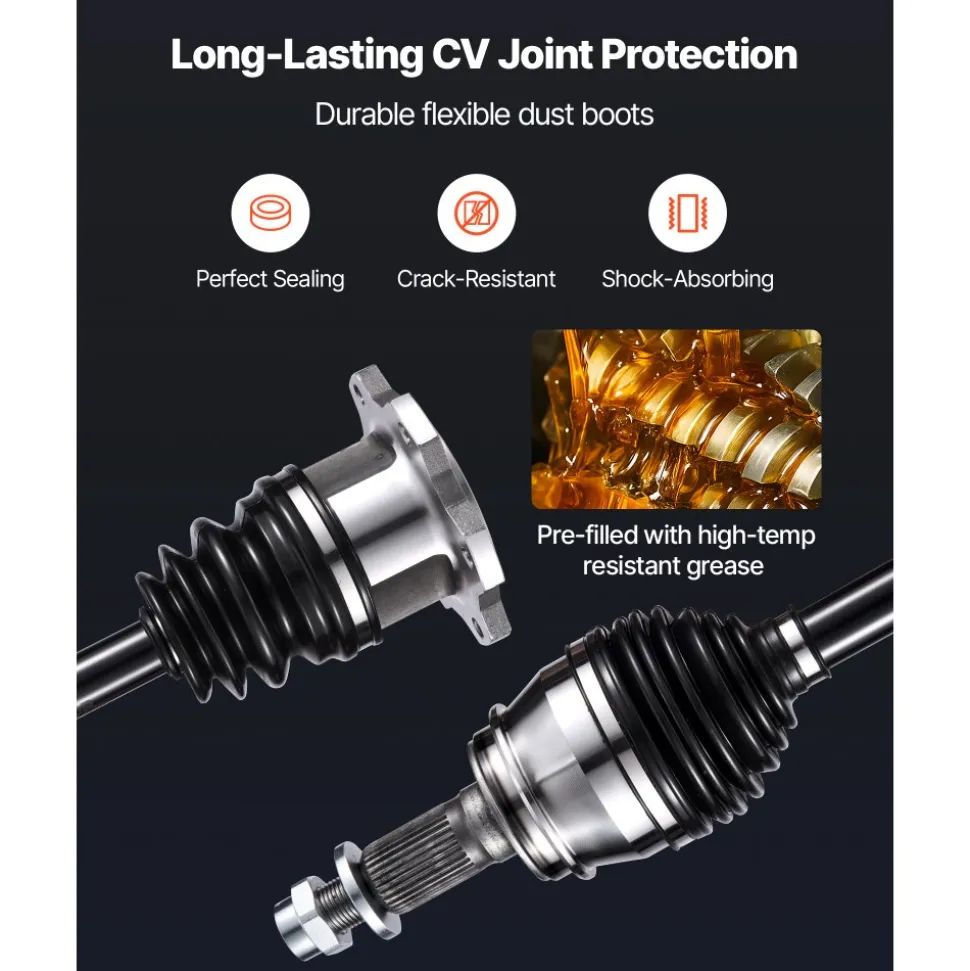 VEVOR CV Axle Shaft Assembly, 2 Pieces Front Left & Right (Driver and Passenger Side), Automotive Replacement CV Axles Pair Compatible with 2007-2020 Cadillac Escalade, Alloy Steel & Carbon Steel