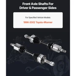 VEVOR CV Axle Shaft Assembly, 2 Pieces Front Left & Right (Driver and Passenger Side), Automotive Replacement CV Joint Axles Pair Compatible with 1996-2002 Toyota 4Runner, Alloy Steel & Carbon Steel
