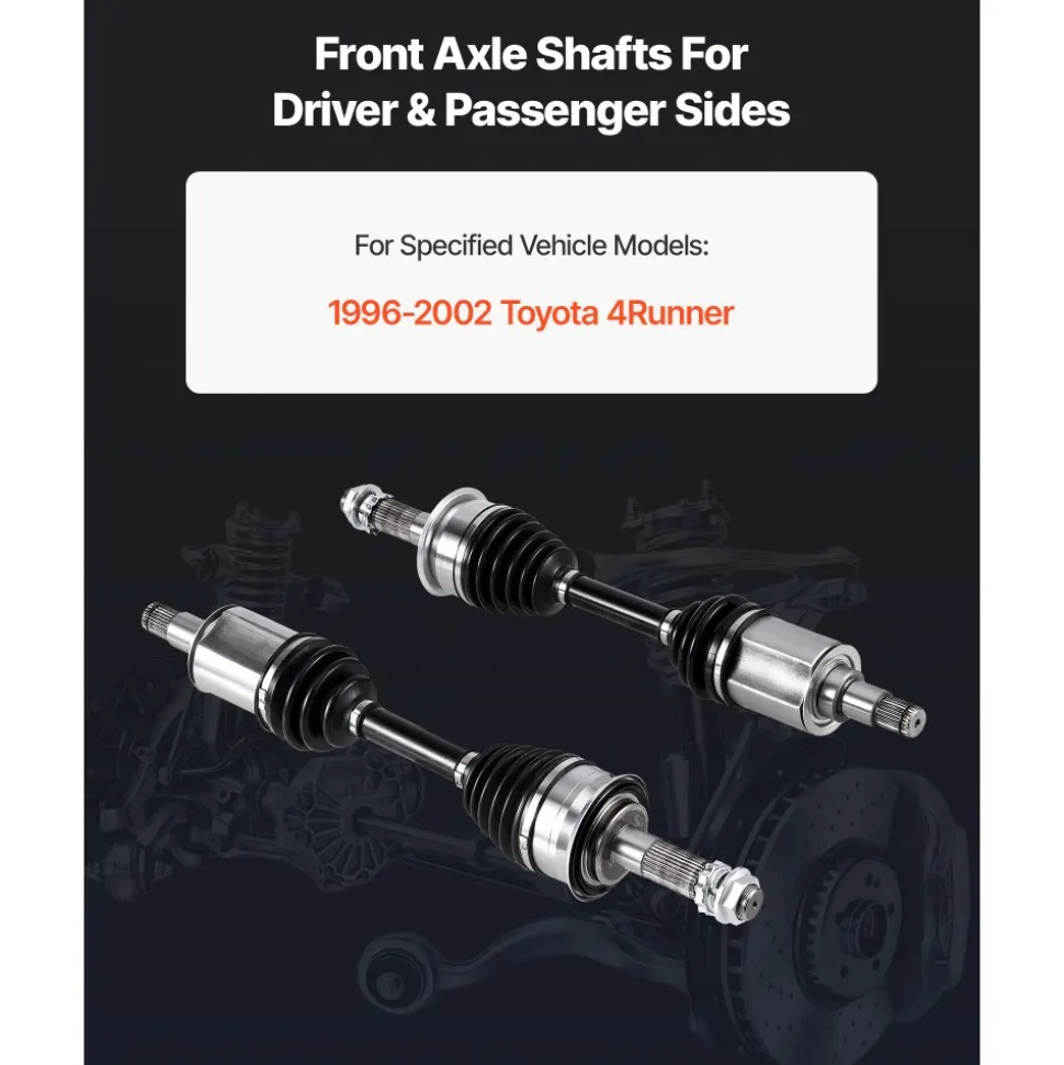 VEVOR CV Axle Shaft Assembly, 2 Pieces Front Left & Right (Driver and Passenger Side), Automotive Replacement CV Joint Axles Pair Compatible with 1996-2002 Toyota 4Runner, Alloy Steel & Carbon Steel
