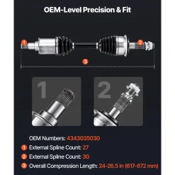 VEVOR CV Axle Shaft Assembly, 2 Pieces Front Left & Right (Driver and Passenger Side), Automotive Replacement CV Joint Axles Pair Compatible with 1996-2002 Toyota 4Runner, Alloy Steel & Carbon Steel