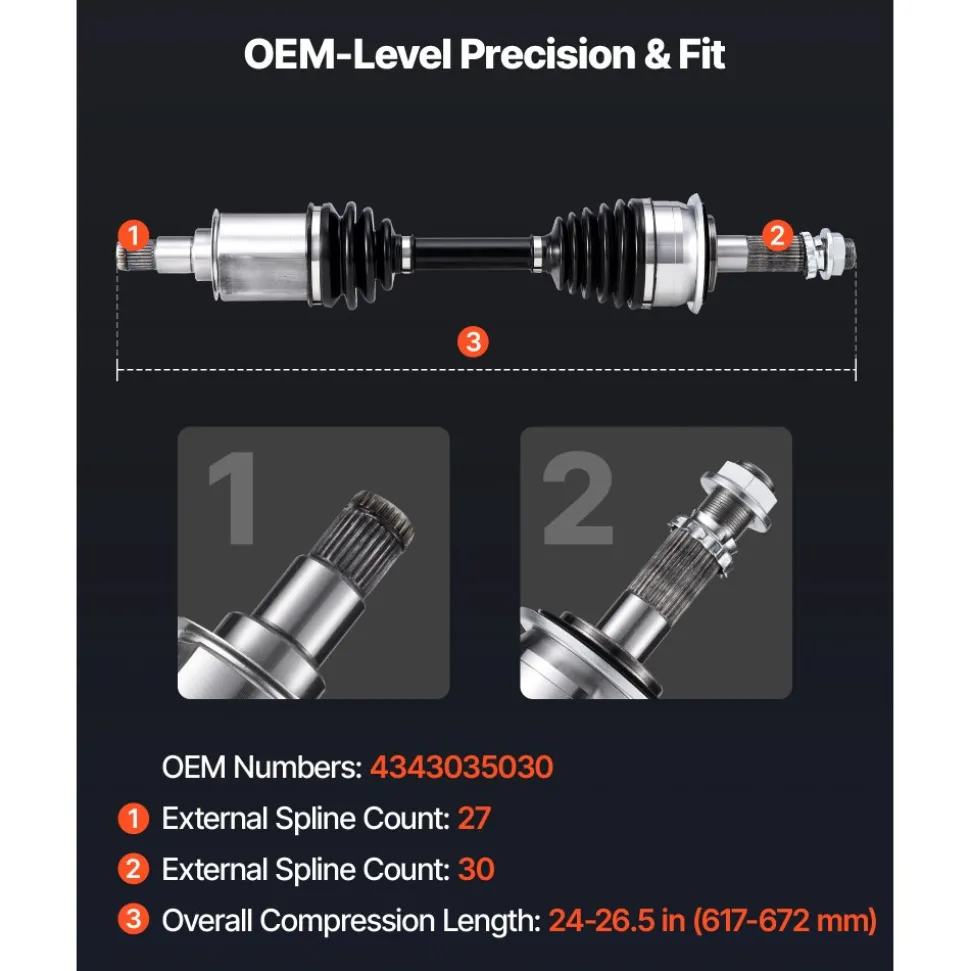 VEVOR CV Axle Shaft Assembly, 2 Pieces Front Left & Right (Driver and Passenger Side), Automotive Replacement CV Joint Axles Pair Compatible with 1996-2002 Toyota 4Runner, Alloy Steel & Carbon Steel