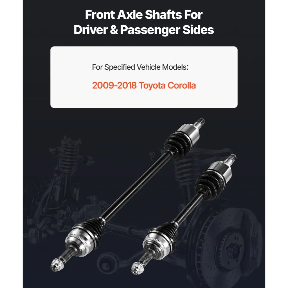 VEVOR CV Axle Shaft Assembly, 2 Pieces Front Left & Right (Driver and Passenger Side), Automotive Replacement CV Joint Axles Pair Compatible with 2009-2018 Toyota Corolla, Alloy Steel & Carbon Steel