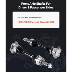 VEVOR CV Axle Shaft Assembly, 2 Pieces Front Left & Right (Driver and Passenger Side), Automotive Replacement Axles Pair Compatible with 1999-2006 Chevrolet Silverado 1500, Alloy Steel & Carbon Steel