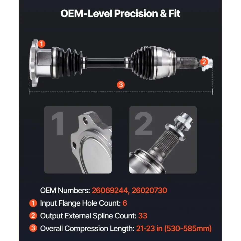 VEVOR CV Axle Shaft Assembly, 2 Pieces Front Left & Right (Driver and Passenger Side), Automotive Replacement CV Joint Axles Pair Compatible with 2005-2006 Honda Odyssey, Alloy Steel & Carbon Steel