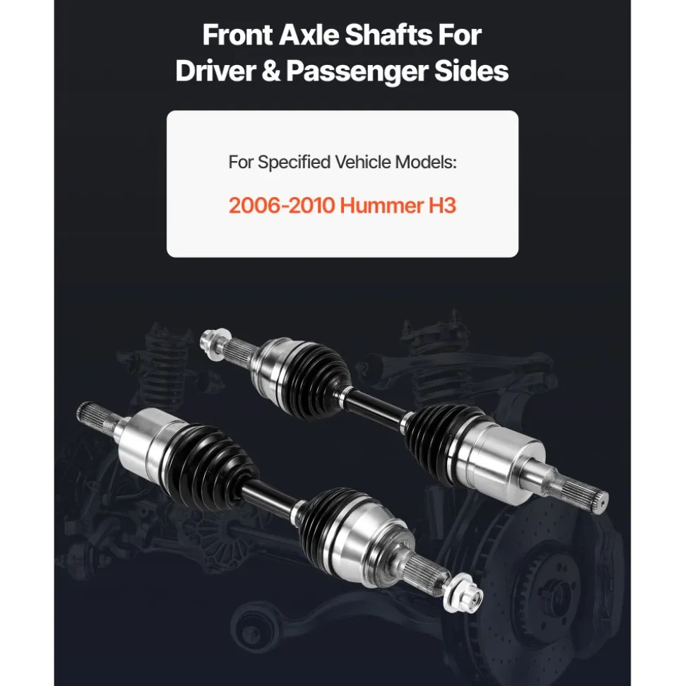 VEVOR CV Axle Shaft Assembly, 2 Pieces Front Left & Right Side (Driver and Passenger Side), Automotive Replacement CV Joint Axles Pair Compatible with 2006-2010 Hummer H3, Alloy Steel & Carbon Steel