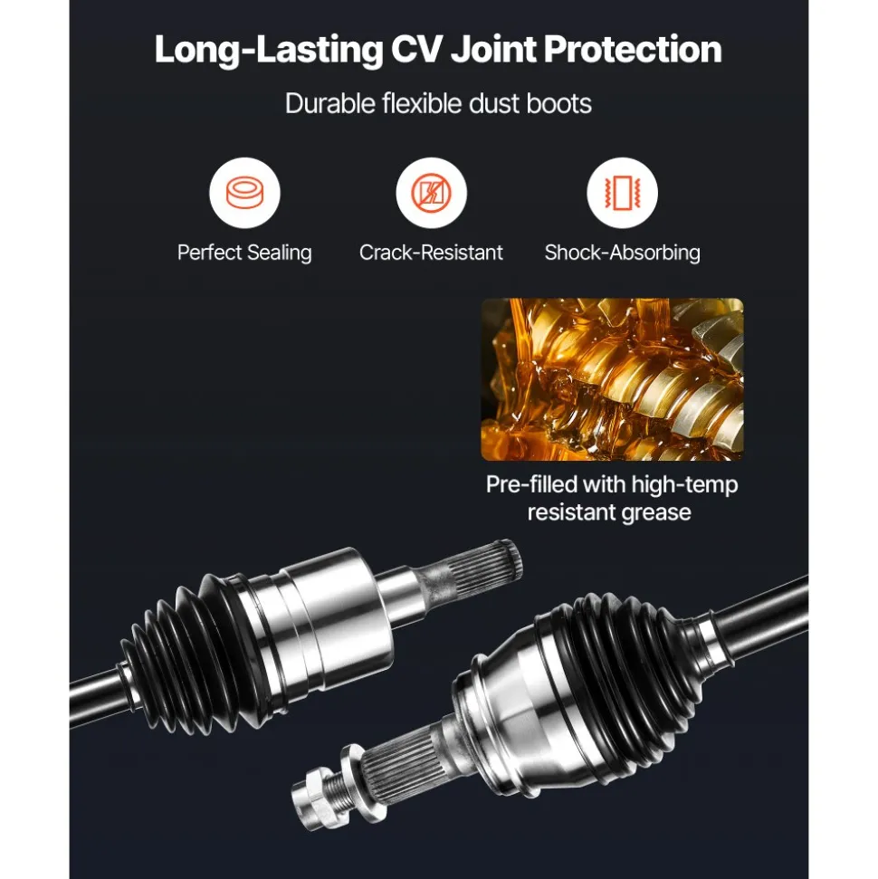VEVOR CV Axle Shaft Assembly, 2 Pieces Front Left & Right Side (Driver and Passenger Side), Automotive Replacement CV Joint Axles Pair Compatible with 2006-2010 Hummer H3, Alloy Steel & Carbon Steel