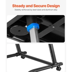 VEVOR Cycling Desk, Mobile Foldable Multi-Functional Bike Trainer & Treadmill Desk with Lockable Wheels, Non-Slip Multi-Slot Bike Trainer Fitness Desk with Handle Bar, Fit for Home Office Exercise