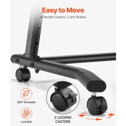 VEVOR Cycling Desk, Mobile Foldable Multi-Functional Bike Trainer & Treadmill Desk with Lockable Wheels, Non-Slip Multi-Slot Bike Trainer Fitness Desk with Handle Bar, Fit for Home Office Exercise