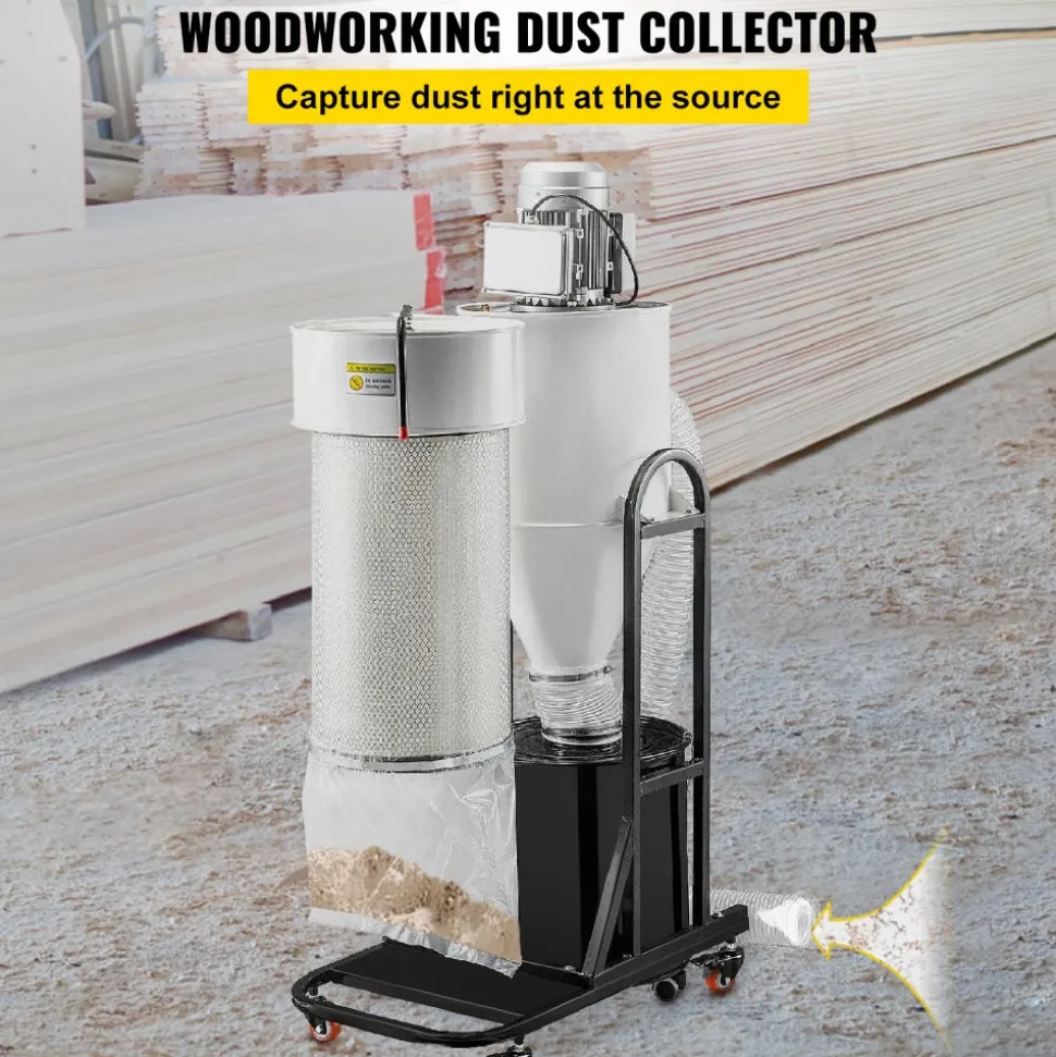 VEVOR Cyclone Dust Collector Woodworking Dust Collector 2HP 220V Heavy Duty