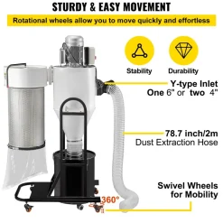 VEVOR Cyclone Dust Collector Woodworking Dust Collector 2HP 220V Heavy Duty