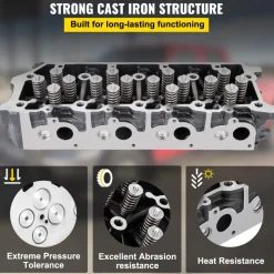 VEVOR Cylinder Head Assembled, Engine Cylinder Head Assembly Replacement 6.4L, Cast Iron Cylinder Head Fit for 08-10 Ford F250 F350 F450 F550