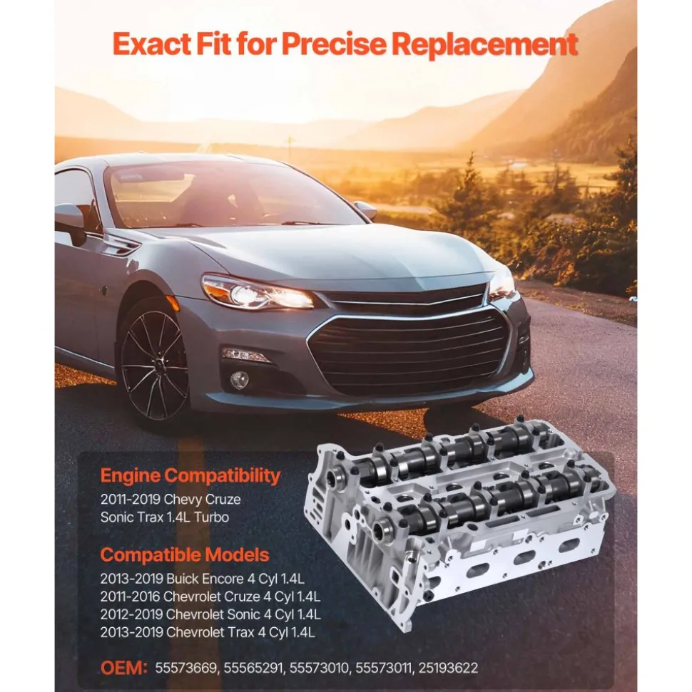 VEVOR Cylinder Head Assembly for 2011-2019 Chevy Cruze Sonic Trax 1.4L Turbo, 2013-2019 Buick Encore 4 Cyl 1.4L, Complete Engine Cylinder Head Assembly Replaces 55573669, 55565291, 55573010, 55573011