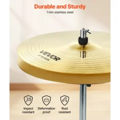 VEVOR Cymbal Pack, 6 Pieces Cymbals for Drum Set, Alloy Cymbals Drum Set Includes 14-inch Hi-Hats, 16-inch Crash, 18-inch Crash, 20-inch Ride, 10-inch Splash, 16-inch China, Drumsticks & Cymbal Bag