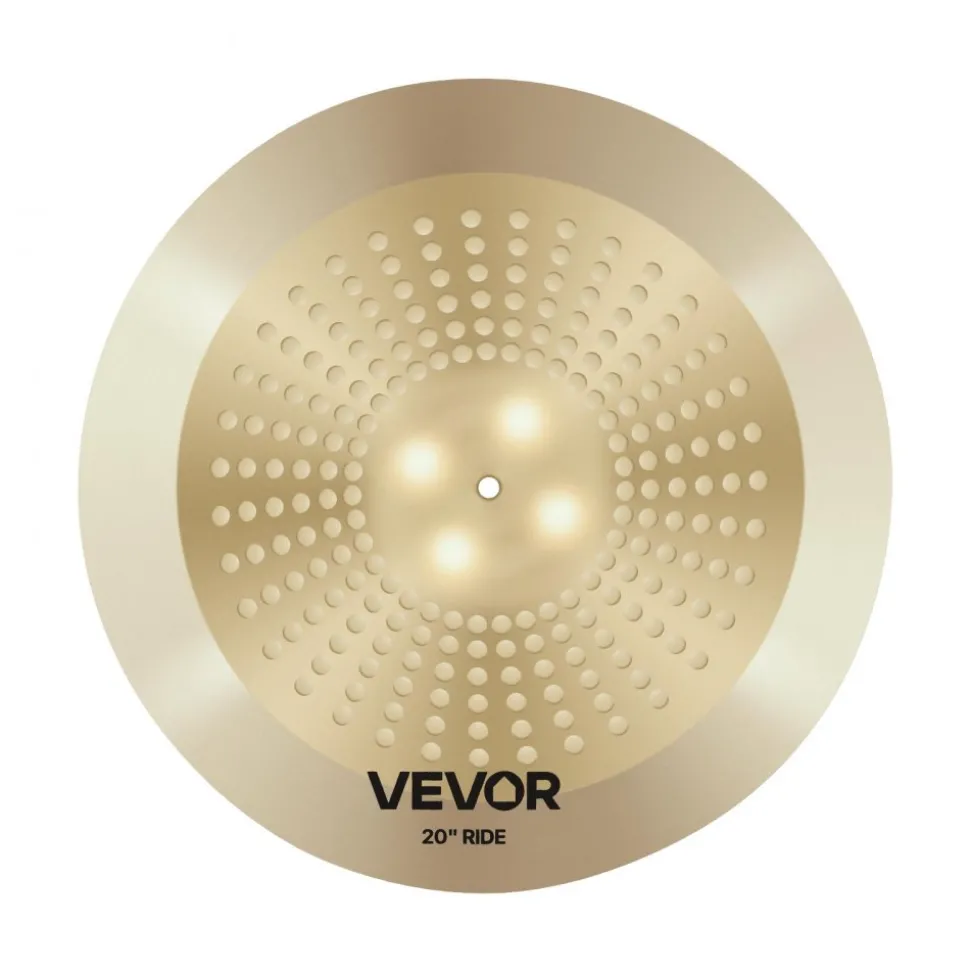 VEVOR Cymbal Pack, 3 Pieces Cymbals for Drum Set, Alloy Cymbals Drum Set Includes 14-inch Hi-Hats, 16-inch Crash, 20-inch Ride, Drumsticks & Cymbal Bag, Alloy Cymbal Pack for Drummer, Bright Copper