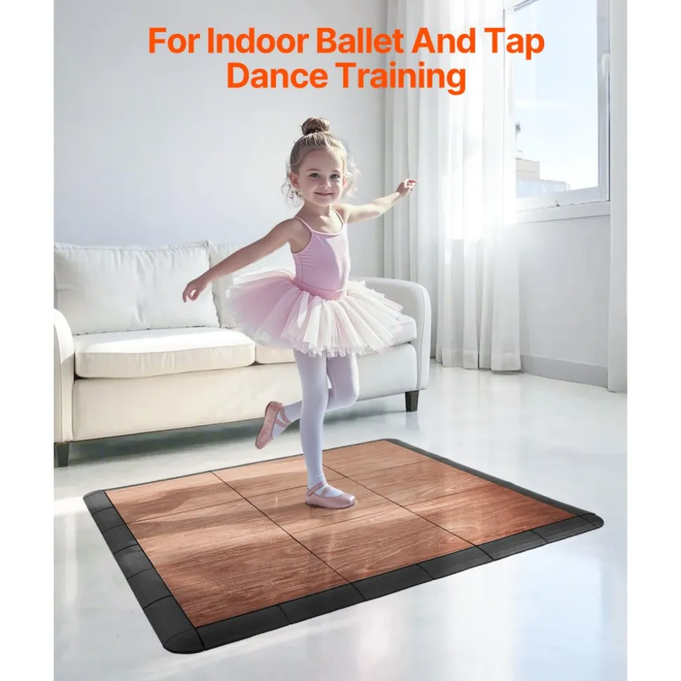 VEVOR Dance Floor Tiles, 12.4 x 12.4 in 52 Piece Interlocking Dance Flooring, Portable Dance Practice Floor with Cushioned Base (Oak Wood Grain, 52 sq. ft/Box )