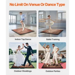 VEVOR Dance Floor Tiles, 12.4 x 12.4 in 52 Piece Interlocking Dance Flooring, Portable Dance Practice Floor with Cushioned Base (Oak Wood Grain, 52 sq. ft/Box )