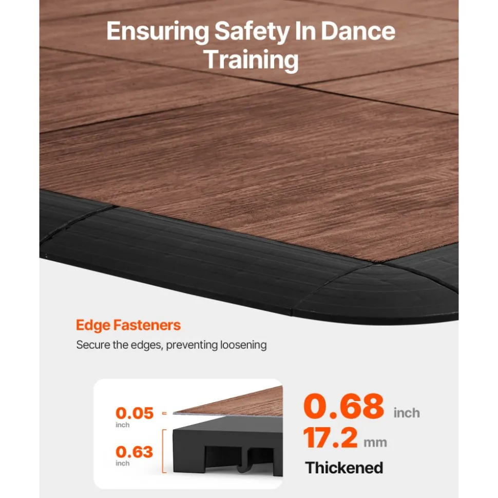 VEVOR Dance Floor Tiles, 12.4 x 12.4 in 52 Piece Interlocking Dance Flooring, Portable Dance Practice Floor with Cushioned Base (Oak Wood Grain, 52 sq. ft/Box )