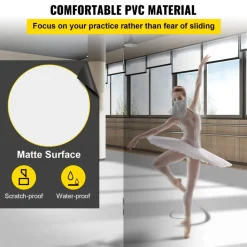 VEVOR Dance Floor, 6.6x11.8ft Dance Floor Roll, 0.06in Thick PVC Vinyl Dance Floor, Black/Grey Reversible Portable Dance Floor, Non-Slip Dance Flooring, Ballet Dance Floor for Jazz, Pop, Lyrical Style