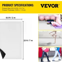 VEVOR Dance Floor, 6.6x9.8ft Dance Floor Roll, 0.06in Thick PVC Vinyl Dance Floor, Black/Grey Reversible Portable Dance Floor, Non-Slip Dance Flooring, Ballet Dance Floor for Jazz, Pop, Lyrical Style