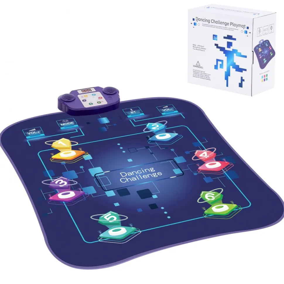 VEVOR Dance Mat, 6-Button Dance Mixer Rhythm Step Play Mat, Electronic Dance Pad with Wireless Bluetooth, LED Lights, 5 Game Modes, Adjustable Volume, Built-in Music, Toys Gifts for 3+ Year Old Girls