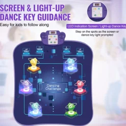 VEVOR Dance Mat, 6-Button Dance Mixer Rhythm Step Play Mat, Electronic Dance Pad with Wireless Bluetooth, LED Lights, 5 Game Modes, Adjustable Volume, Built-in Music, Toys Gifts for 3+ Year Old Girls