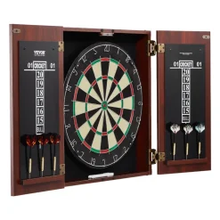 VEVOR Dartboard and Cabinet Set, Ready-to-Play Bundle Official Size Dartboard Cabinet, Steel Tip Dart Hideaway Cabinet, Features Easy Assembly, Complete with All Accessories, Perfect for Cricket Games