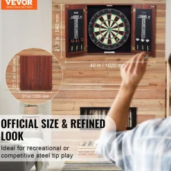 VEVOR Dartboard and Cabinet Set, Ready-to-Play Bundle Official Size Dartboard Cabinet, Steel Tip Dart Hideaway Cabinet, Features Easy Assembly, Complete with All Accessories, Perfect for Cricket Games