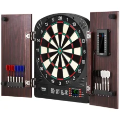 VEVOR Dartboard and Cabinet Set, Ready-to-Play Bundle Dartboard Cabinet Set, Hideaway Cabinet Features Electronic Scoring, Easy Assembly, Complete with All Accessories, Perfect for Cricket Games