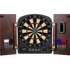 VEVOR Dartboard and Cabinet Set, Ready-to-Play Bundle Dartboard Cabinet Set, Hideaway Cabinet Features Electronic Scoring, Easy Assembly, Complete with All Accessories, Perfect for Cricket Games