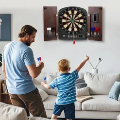 VEVOR Dartboard and Cabinet Set, Ready-to-Play Bundle Dartboard Cabinet Set, Hideaway Cabinet Features Electronic Scoring, Easy Assembly, Complete with All Accessories, Perfect for Cricket Games