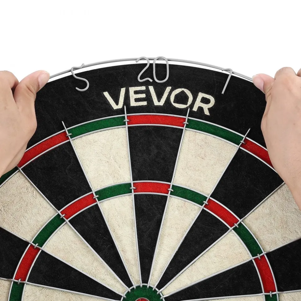 VEVOR Dartboard with 6 Darts & Scoring Kit, Self-Healing Sisal Fibers Dartboard with Staple-Free Bullseye & Rotating Number Ring, 17.7" Professional Steel Tip Dart Board Set for Home Party Game Rooms