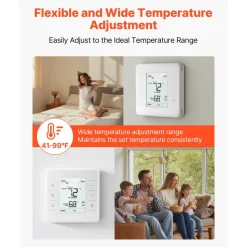 VEVOR 7-Day Programmable Thermostat, Home Thermostats for Heat Pump,Air Conditioner,Underfloor Heating, LED Screen with Backlight & 1Cool+1Heat,Energy-Efficient,Wide Temp Range,White