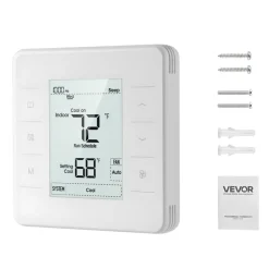 VEVOR 7-Day Programmable Thermostat, Home Thermostats for Heat Pump,Air Conditioner,Underfloor Heating, LED Screen with Backlight & 1Cool+1Heat,Energy-Efficient,Wide Temp Range,White