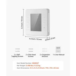 VEVOR 7-Day Programmable Thermostat, Home Thermostats for Heat Pump,Air Conditioner,Underfloor Heating, LED Screen with Backlight & 1Cool+1Heat,Energy-Efficient,Wide Temp Range,White