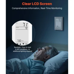 VEVOR 7-Day Programmable Thermostat, Home Thermostats for Radiant Underfloor Heating Cable, Heat Pump, with GFCI & Sensitive Sensor, LCD Touchscreen, Energy-Efficient, Gray-White  (Without Wifi)