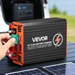 VEVOR DC to DC Charger with MPPT, 650W, 50A On-Board Battery Charger, Solar Panel/Alternator Dual Input, Smart Multi-Stage Charging for LiFePO4 Lead-Acid Batteries, 12V/24V-12V/24V, for RV Home Backup