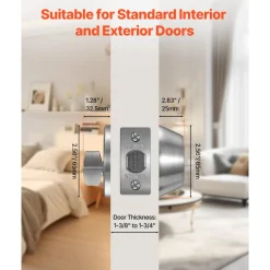 VEVOR Deadbolt Lock, Round Single Cylinder Dead Bolt, Keyed 1 Side, Fits Standard Size Interior and Exterior Doors, Full Metal, with 3 Keys, for Front Entry Door Residential Security, Satin Nickel