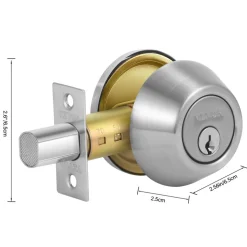 VEVOR Deadbolt Lock, Round Single Cylinder Dead Bolt, Keyed 1 Side, Fits Standard Size Interior and Exterior Doors, Full Metal, with 3 Keys, for Front Entry Door Residential Security, Satin Nickel