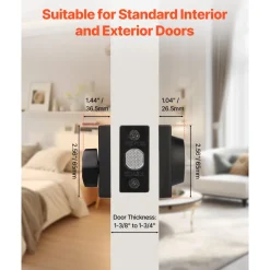 VEVOR Deadbolt Lock, Square Single Cylinder Dead Bolt, Keyed 1 Side, Fits Standard Size Interior and Exterior Doors, Full Metal, with 3 Keys, for Front Entry Door Residential Security, Matte Black