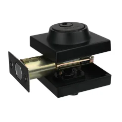 VEVOR Deadbolt Lock, Square Single Cylinder Dead Bolt, Keyed 1 Side, Fits Standard Size Interior and Exterior Doors, Full Metal, with 3 Keys, for Front Entry Door Residential Security, Matte Black