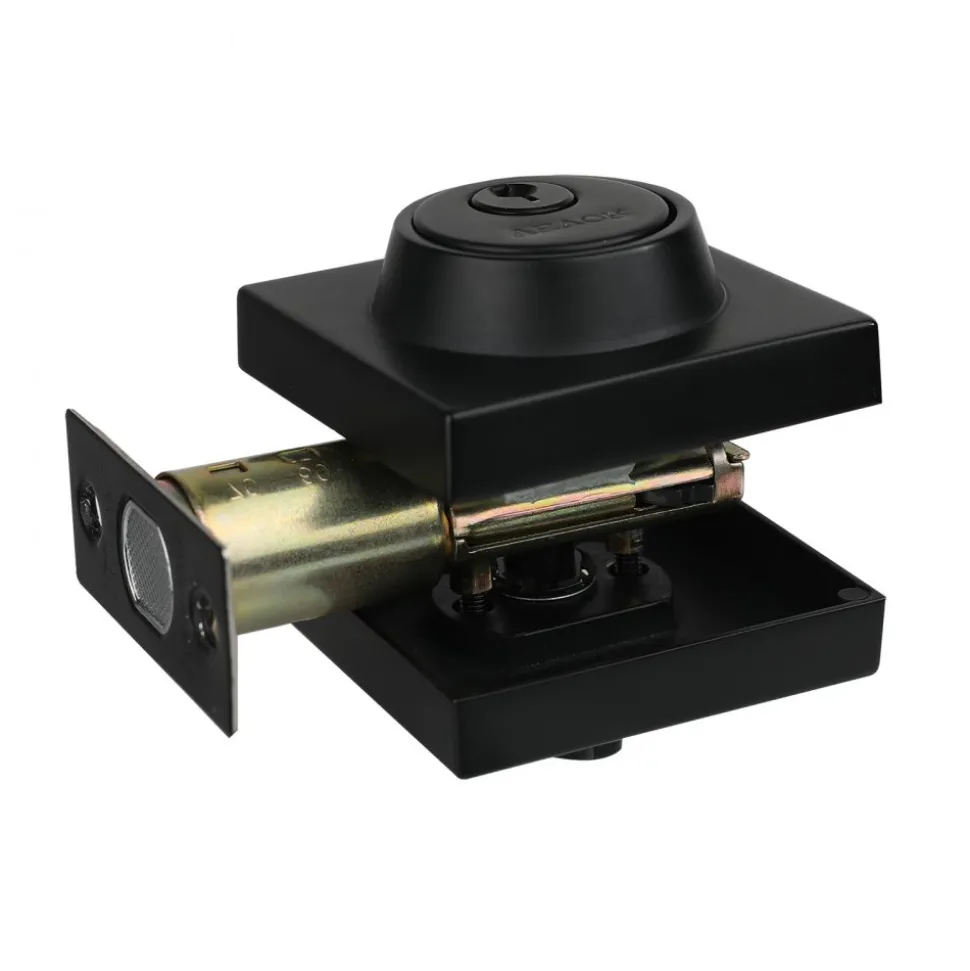 VEVOR Deadbolt Lock, Square Single Cylinder Dead Bolt, Keyed 1 Side, Fits Standard Size Interior and Exterior Doors, Full Metal, with 3 Keys, for Front Entry Door Residential Security, Matte Black
