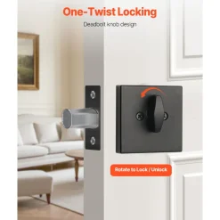 VEVOR Deadbolt Lock, Square Single Cylinder Dead Bolt, Keyed 1 Side, Fits Standard Size Interior and Exterior Doors, Full Metal, with 3 Keys, for Front Entry Door Residential Security, Matte Black