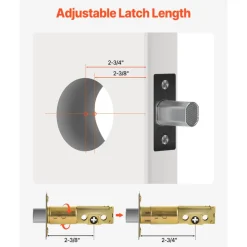 VEVOR Deadbolt Lock, Square Single Cylinder Dead Bolt, Keyed 1 Side, Fits Standard Size Interior and Exterior Doors, Full Metal, with 3 Keys, for Front Entry Door Residential Security, Matte Black