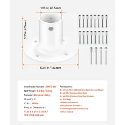 VEVOR Deck Anchor Flange 4 Pack, 1-7/8 in Pool Ladder Deck Mount, Handrail Anchor with Stainless Steel Mounting Hardware, Premium Aluminum Alloy Flange for Inground Swimming Pool Ladder, White